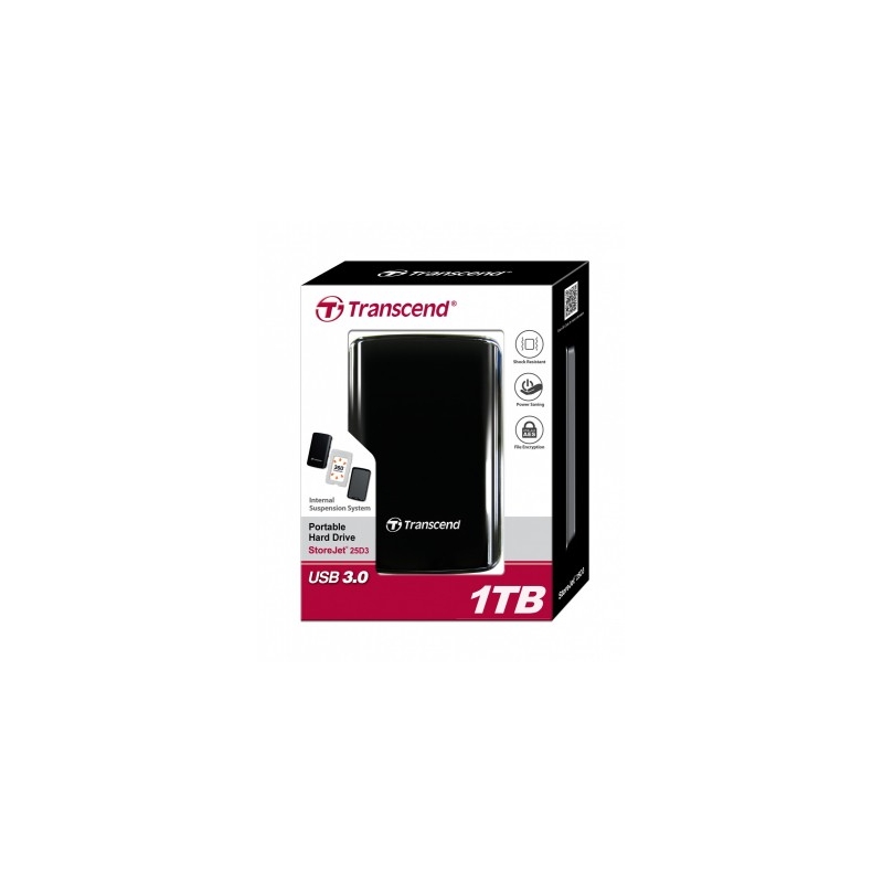 Transcend StoreJet 25 D3 1TB 2.5'' USB3.0 Black - Internal HDD